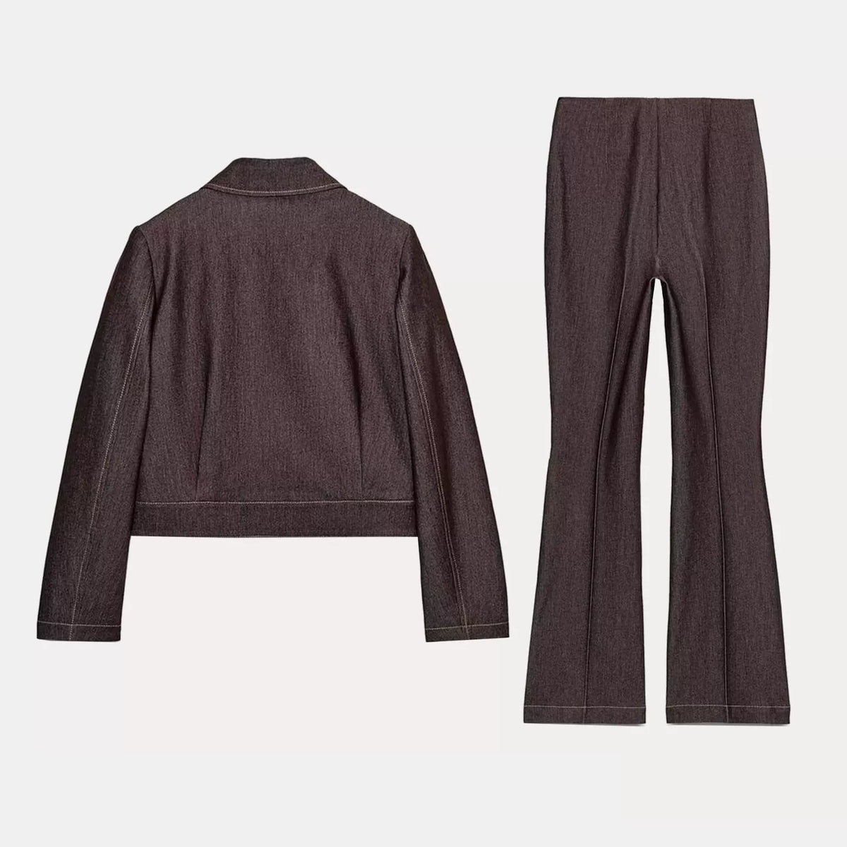 Flap Pocket Jacket & Flared Trousers Set