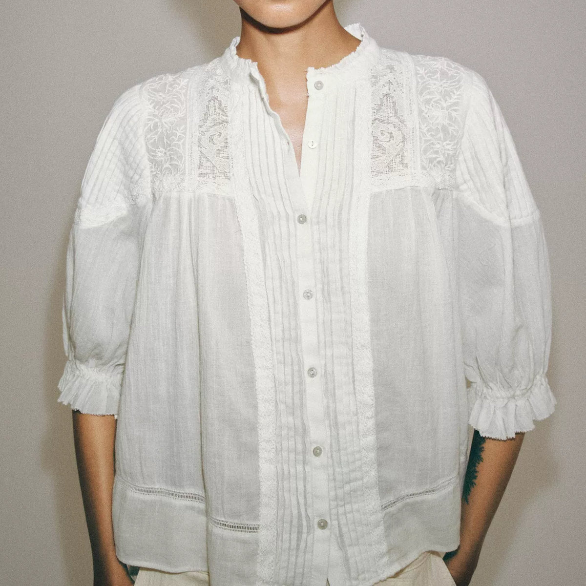 Relaxed Stand-Collar Shirt