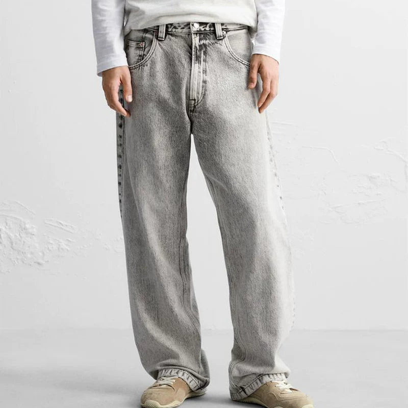 Washed Straight-Leg Jeans