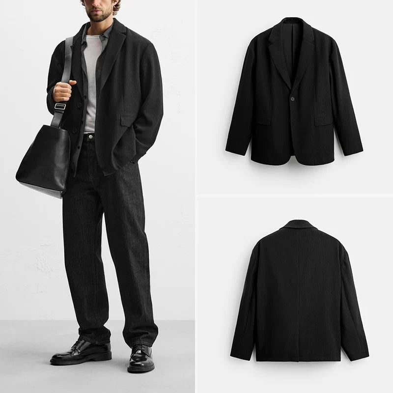 Black Retro Casual Blazer