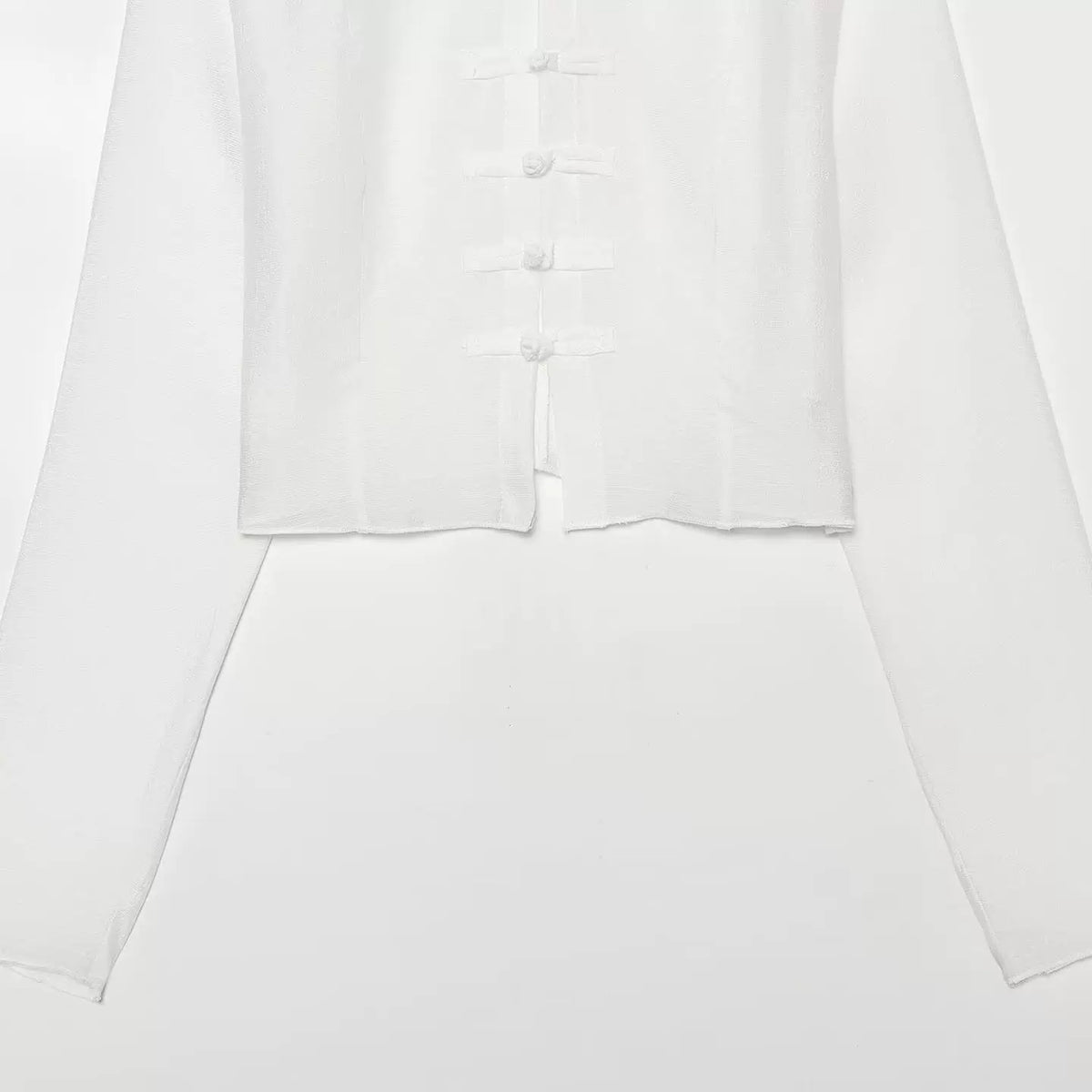 Mandarin Collar Frog-Button Top