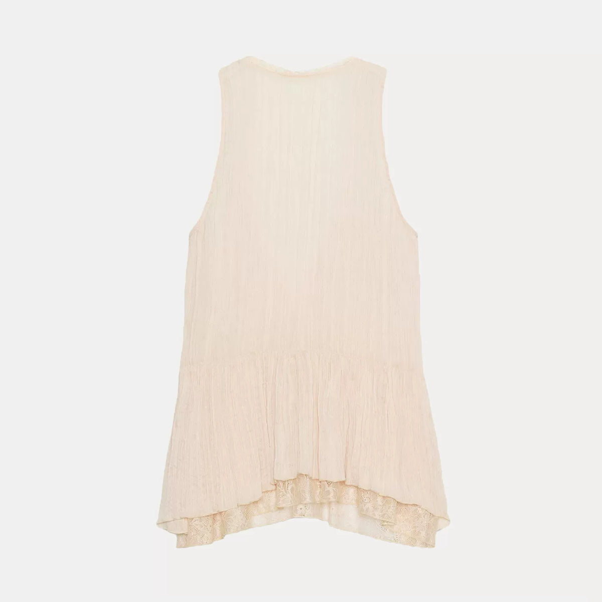 Asymmetric Lace-Panel Sleeveless Top