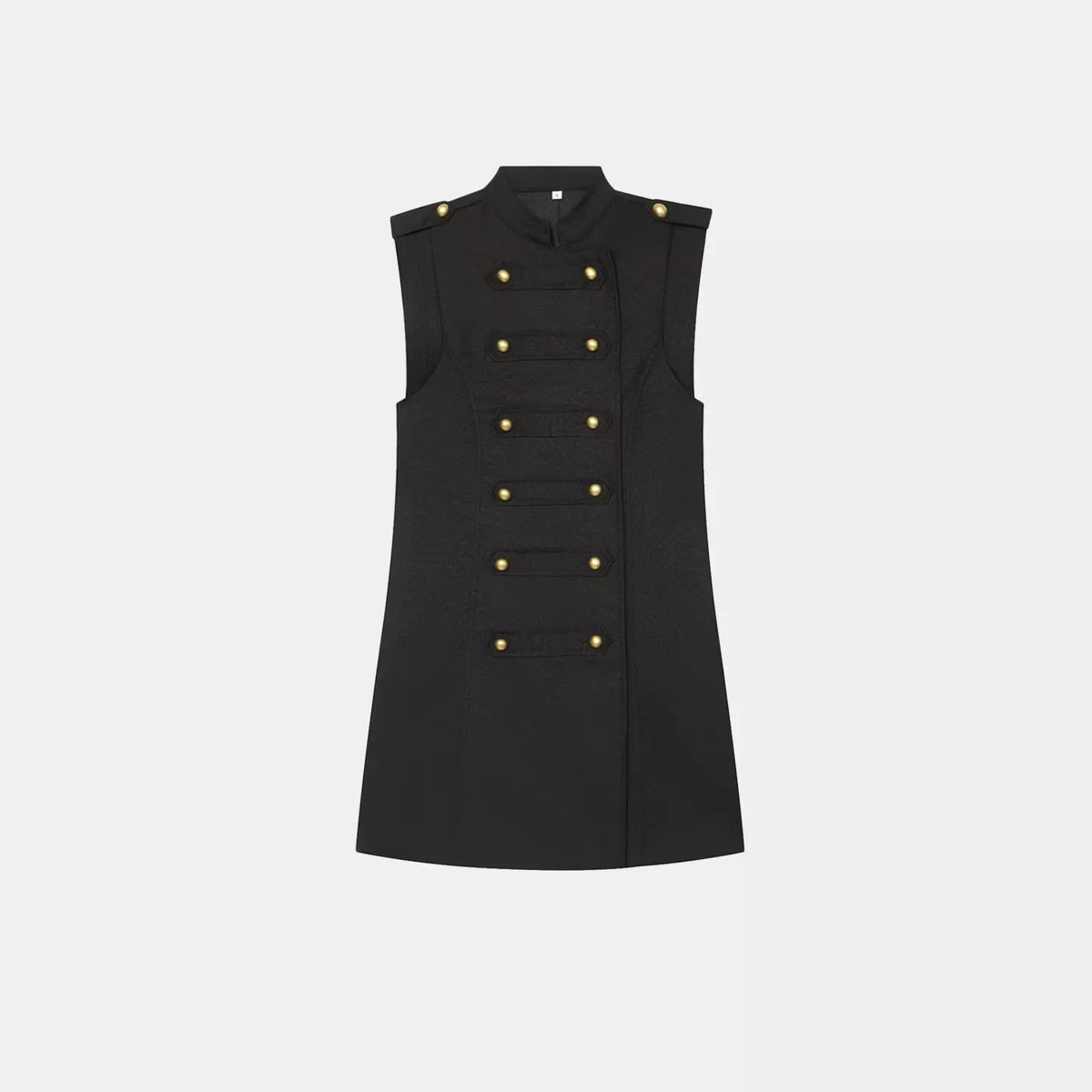 Sleeveless Knot-Button Mini Dress
