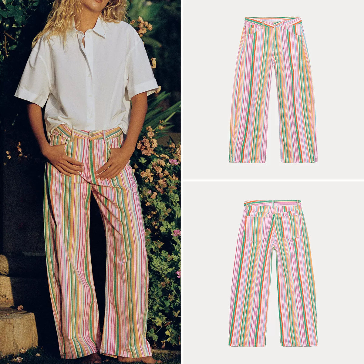 Striped Relaxed Mid-Rise Jeans