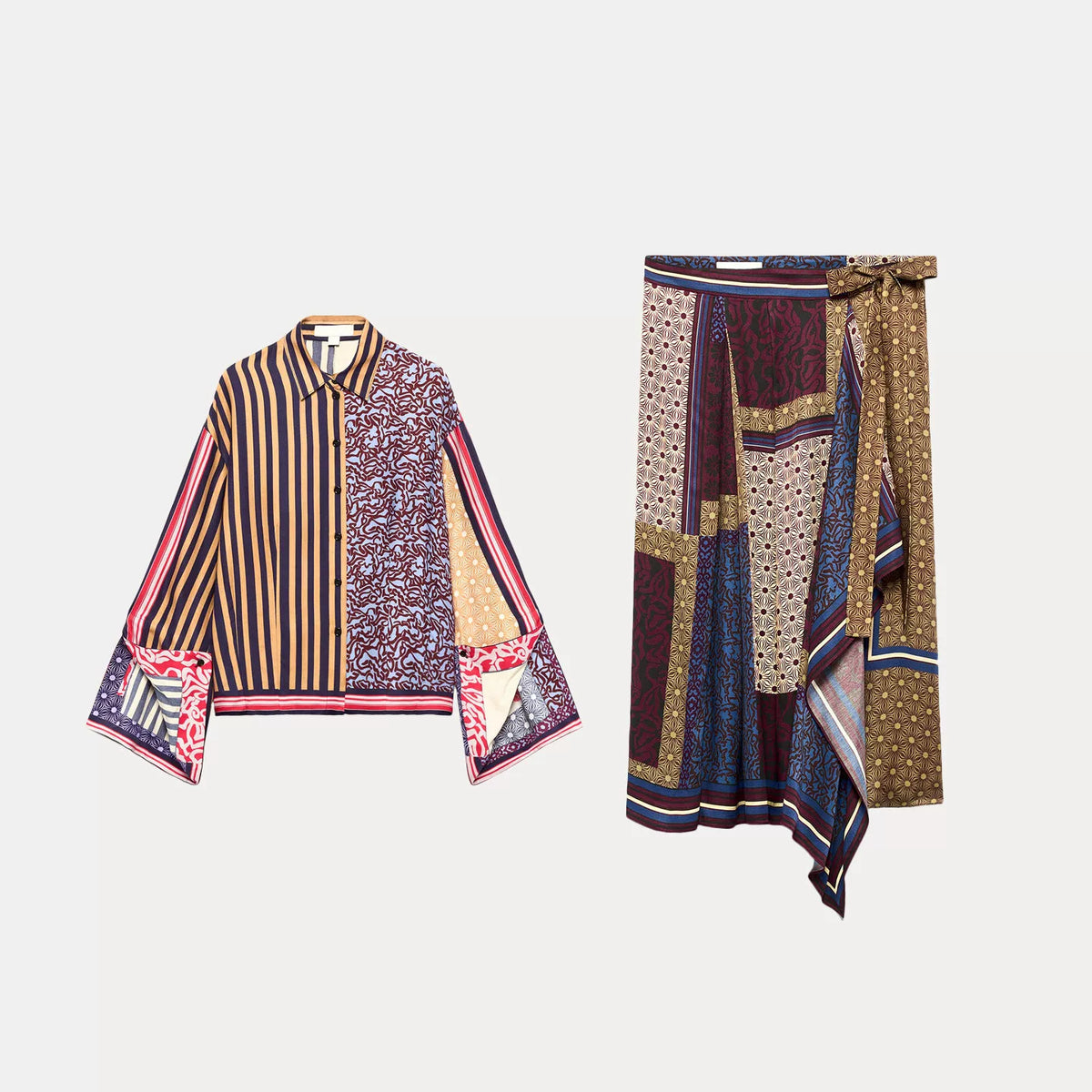 Printed Shirt and Midi Skirt Set