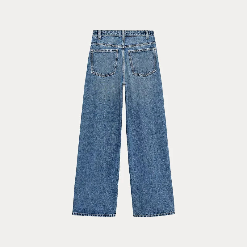 Double-Breasted Wide-Leg Jeans