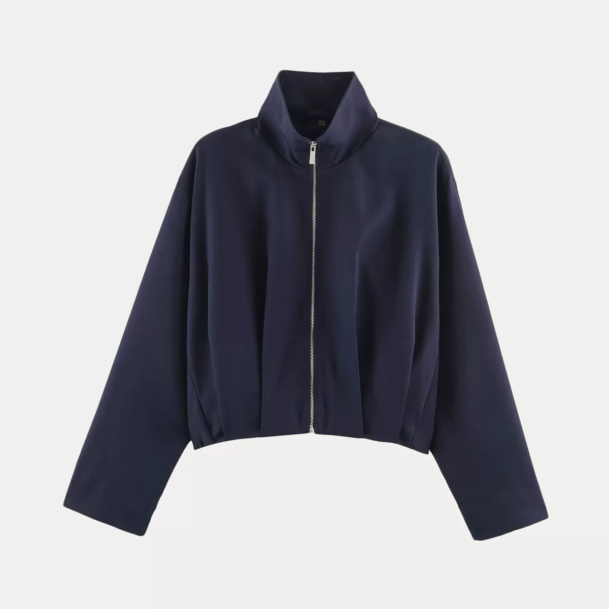Stand-Collar Zip Bomber Jacket