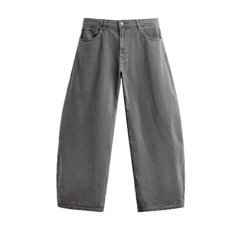 Balloon-Fit Washed Jeans