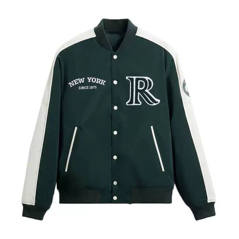 Patch Detail Baseball Bomber Jacket