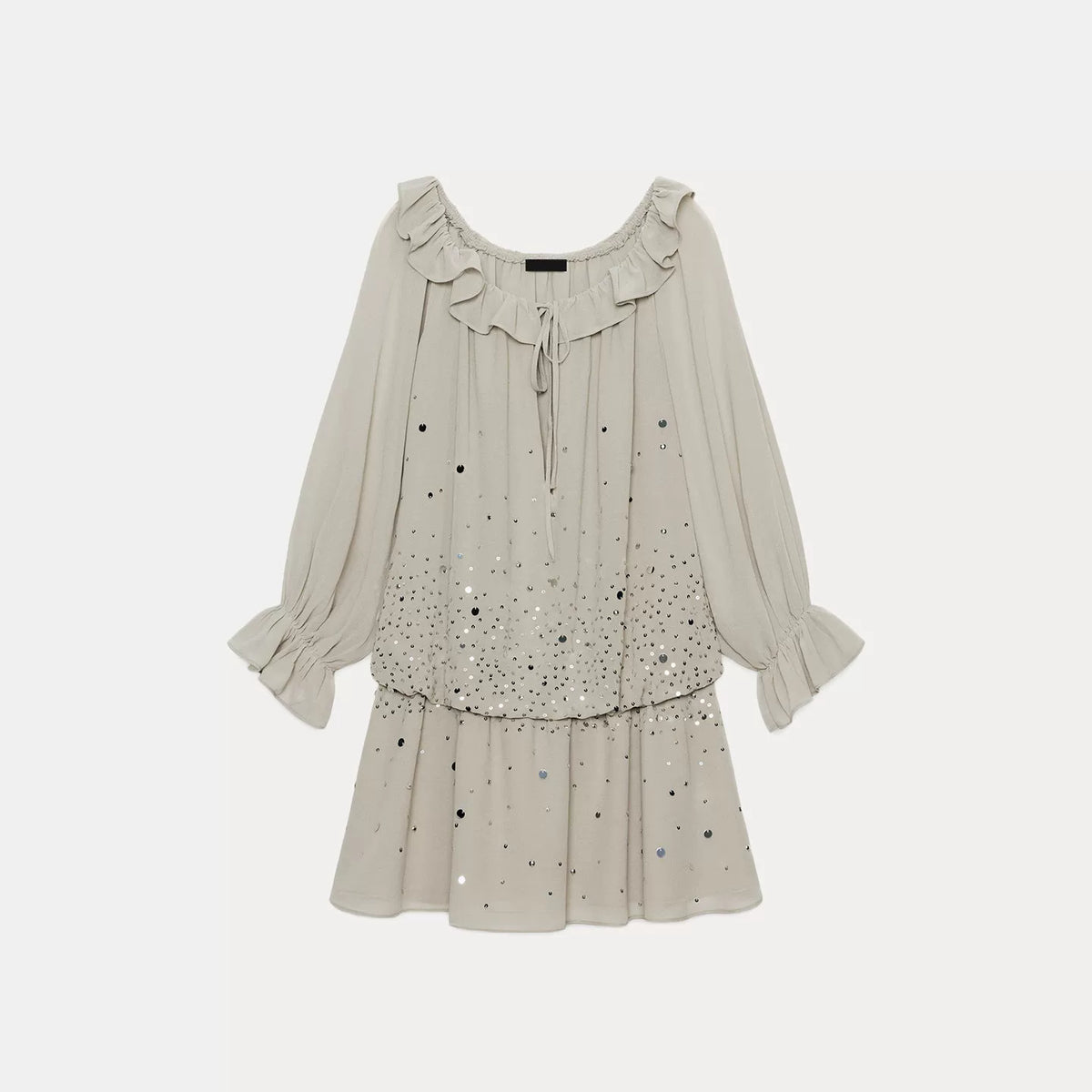 Sheen Long-Sleeve Crew Neck Dress