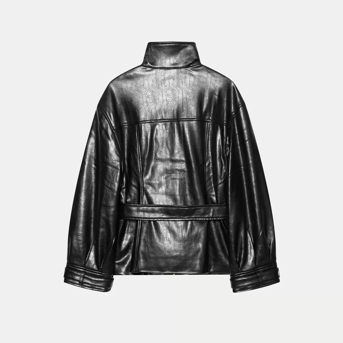 Stand-Collar Tie-Waist Jacket