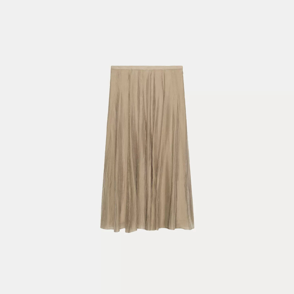 Draped Pleated Mid-Rise Skirt