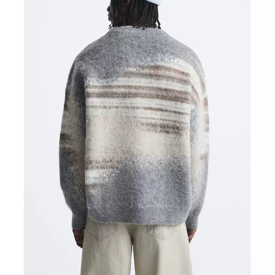 Brushed Striped Crew Neck Sweater