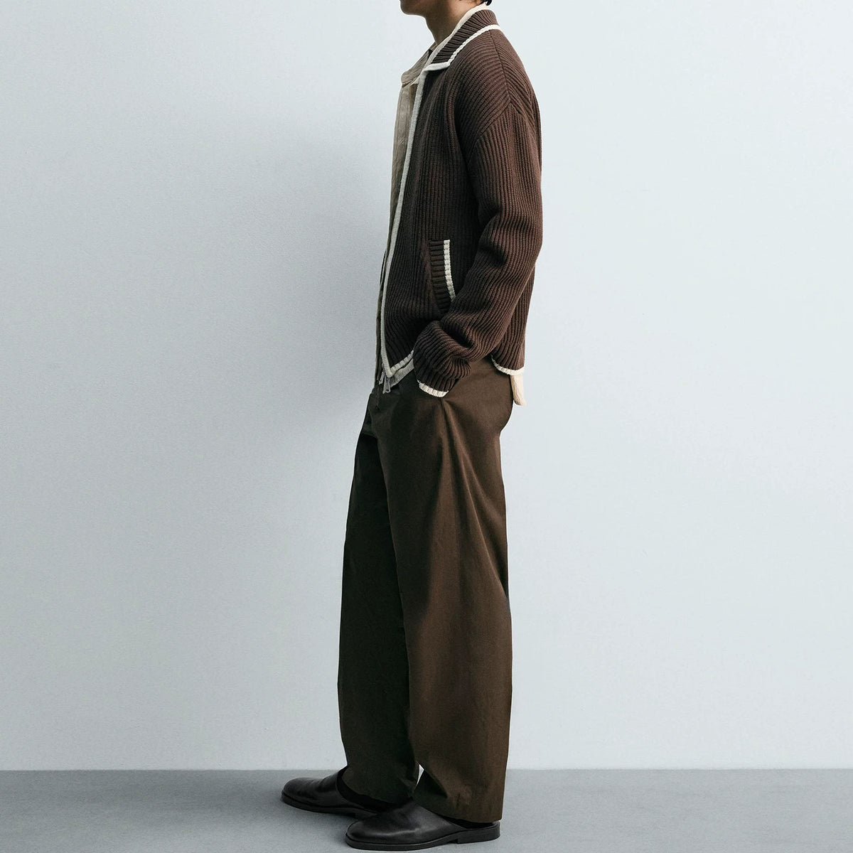 Contrast Ribbed Knit Jacket
