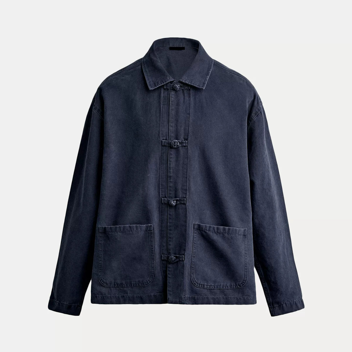 Knot-Button Slim Overshirt