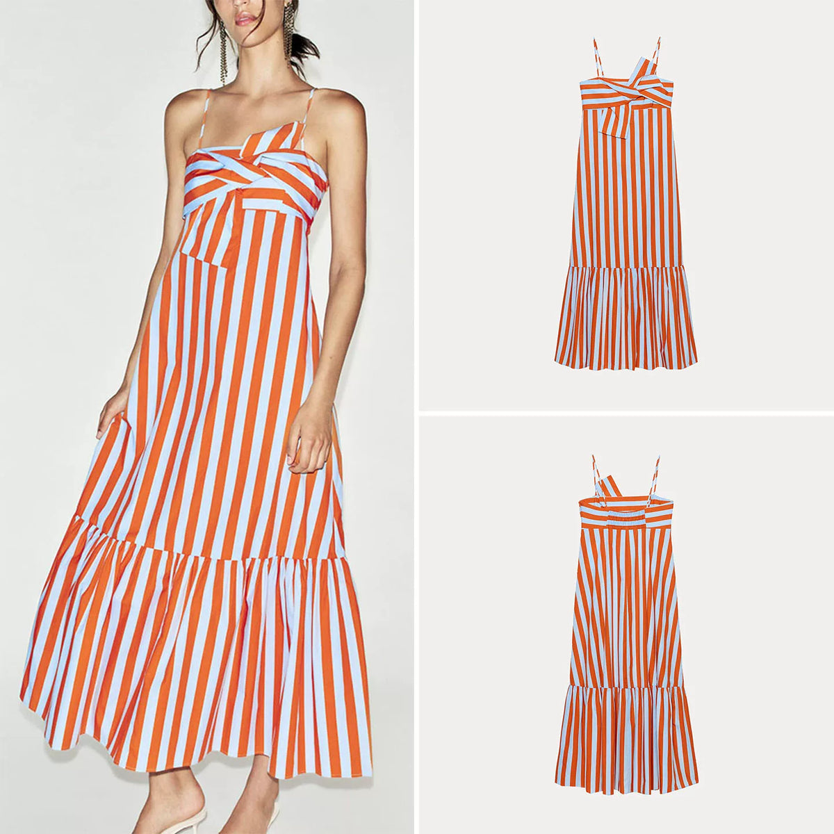 Striped Tiered Strap Dress