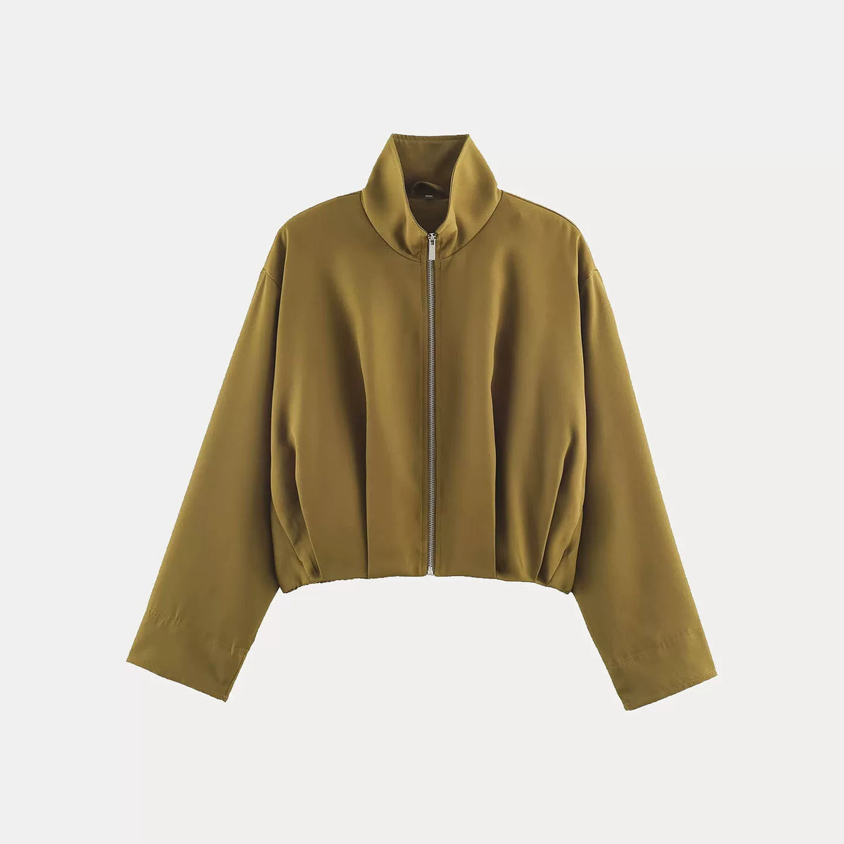 Stand-Collar Zip Bomber Jacket