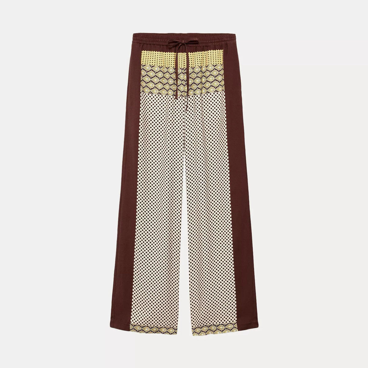 Contrast Short-Sleeve Shirt & Drape Trousers Set