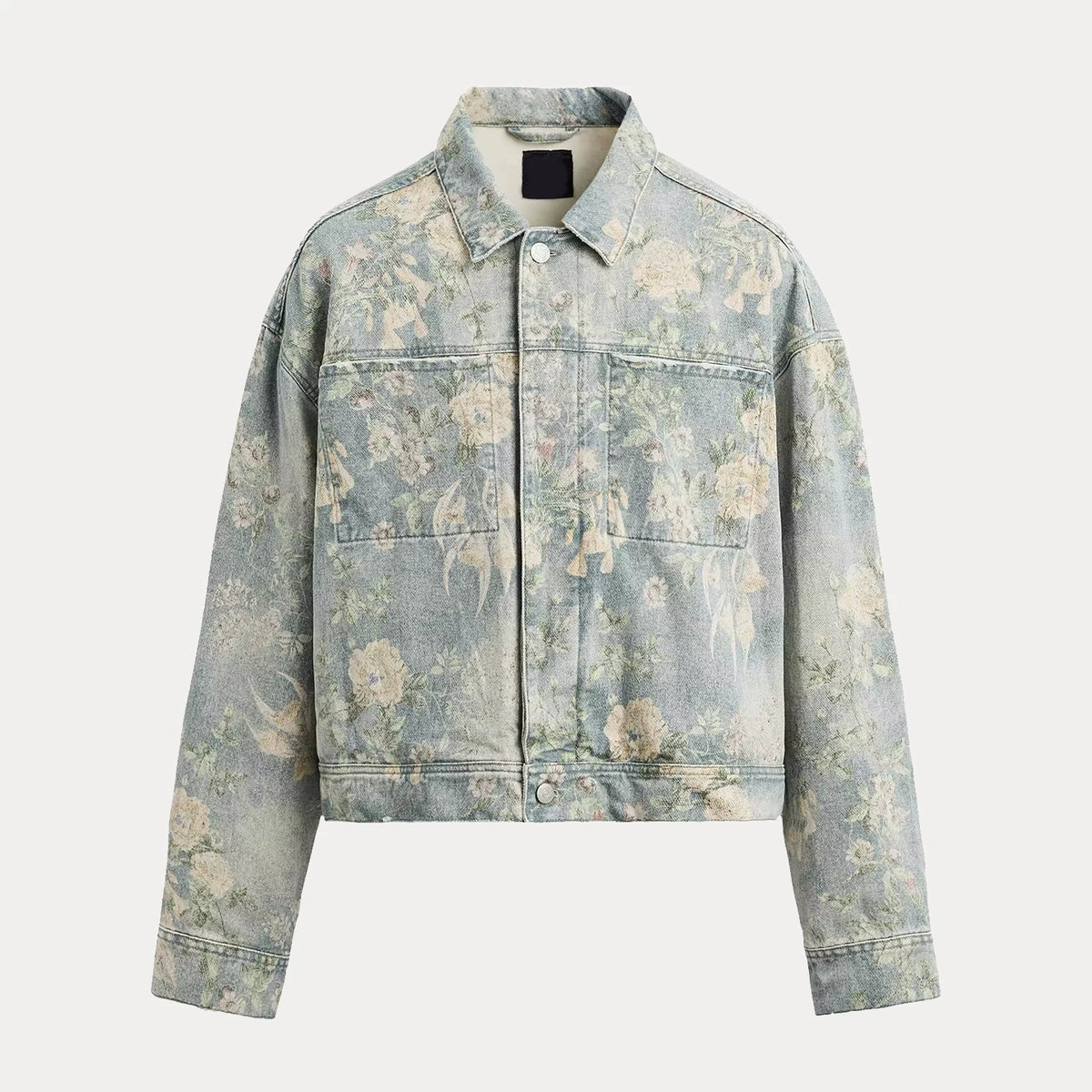 Cropped Printed Denim Jacket
