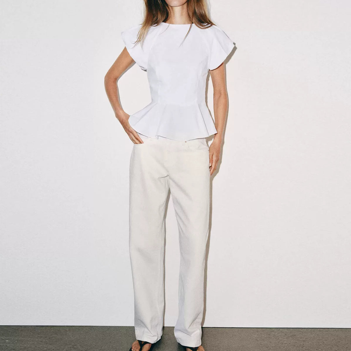 Open-Back Tie Flutter Sleeve Top
