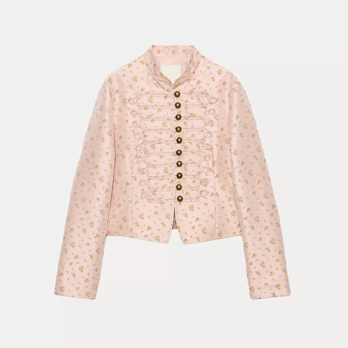 Printed Stand-Collar Slim Blazer