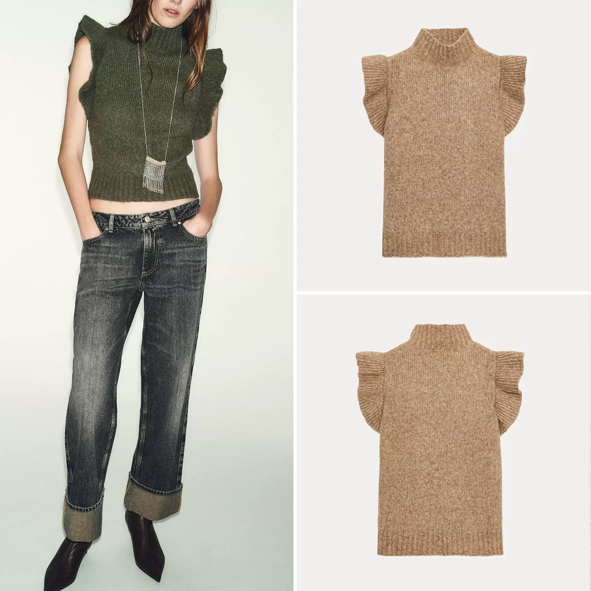 Two-Tone Layered Knit Vest
