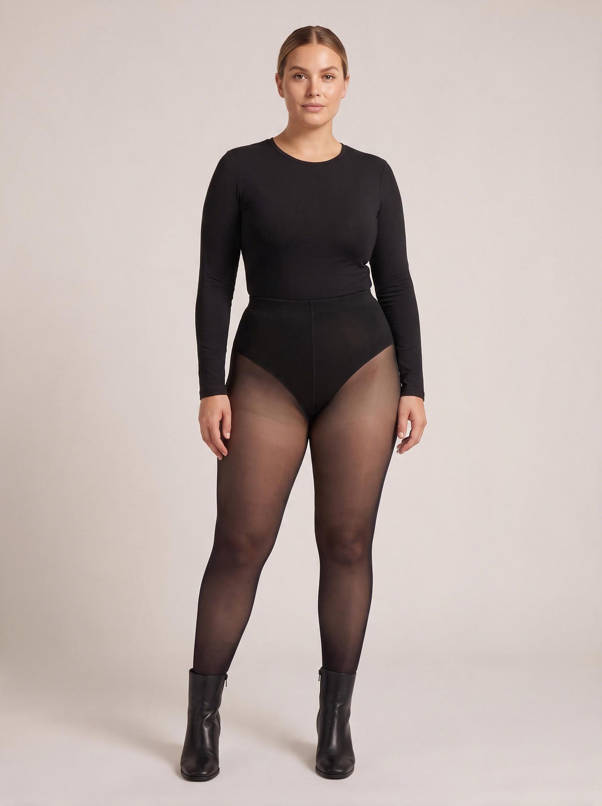 Fleece-Lined Sheer Leggings — size S/M