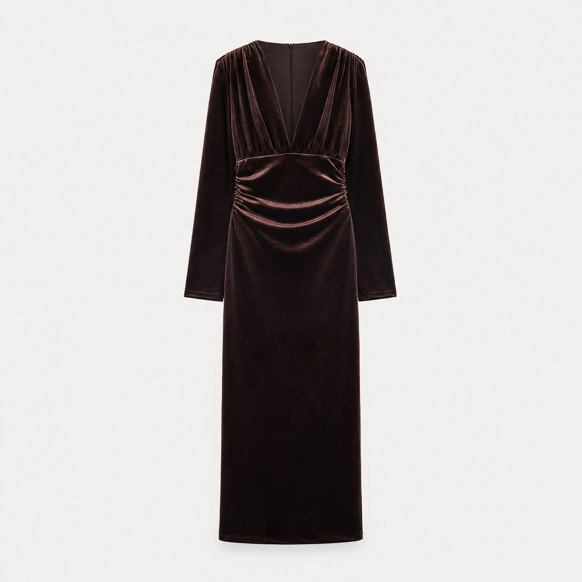 Pleated V-Neck Midi Dress