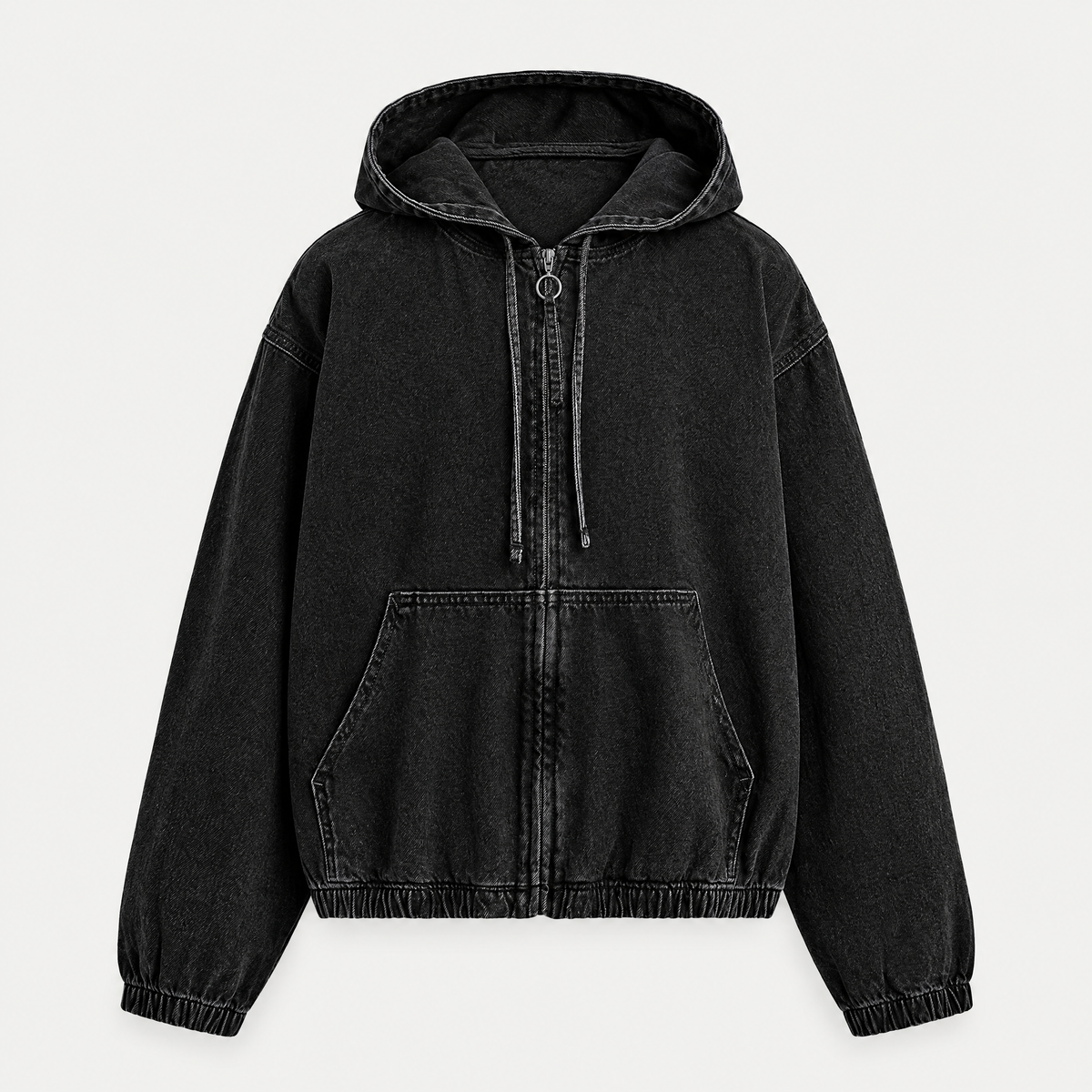 Washed Hooded Zip Jacket