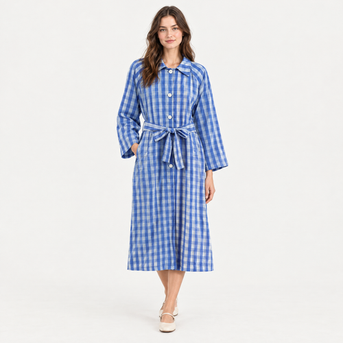 Belted Plaid Shirt Dress